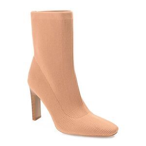 JOURNEE COLLECTION Womens Beige Elissa Square Toe Stacked Heel Dress Boots 7